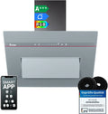 KKT KOLBE PLOOM9005G Afzuigkap, 90 cm, 782 cbm/h, convectie, afvoerlucht, kopvrije wandkap, mat glas, mat grijs, automatische naloopfunctie, Smart wifi-app, WLAN, SensorTouch, RGBW ledverlichting(Grijs Rood Ploom/60 cm)