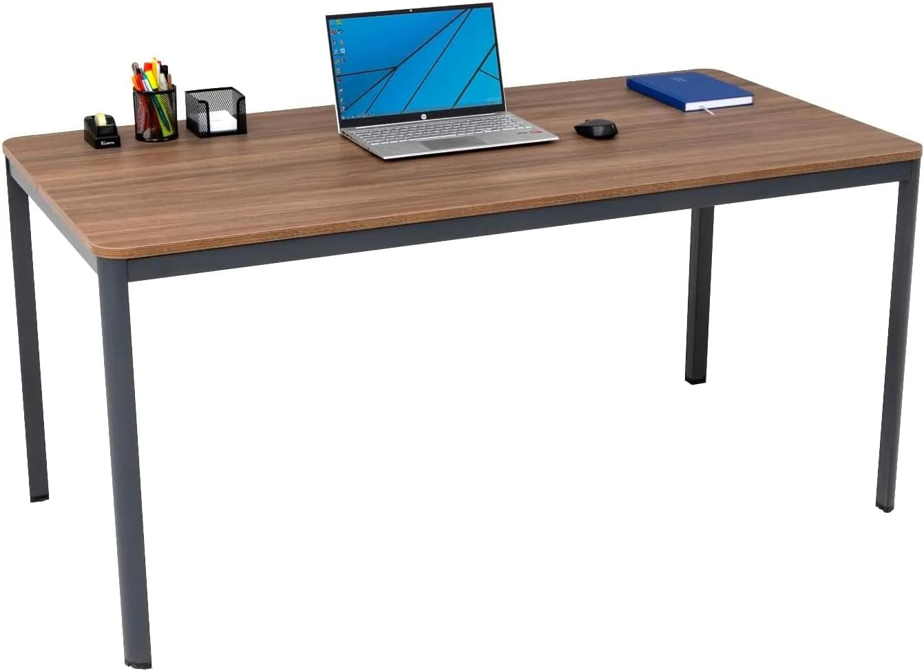 Furni24 Bureau-staal 200 x 100 x 75 cm, eiken, TÜV/GS-eenvoudige montage, werktafel, bureautafel, keukentafel, eettafel, printtafel, kantoormeubel, werkkamer, computertafel, gamingtafel,(walnoot/antraciet/160 cm x 80 cm x 75 cm)