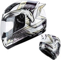 Full Face Motorhelm,DOT Goedgekeurd Lichtgewicht Anti-Fog Vizier Motorhelmen met Reflecterende Sticker voor Mofa Crash Bromfiets Chopper Cruiser Racing Cap