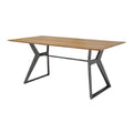"Moderne Eettafel met Houten Bovenblad en Stalen Onderstel"