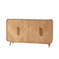 Eenvoudige en Moderne Houten Dressoirkast met Gevlochten Patroon en Gouden Handgrepen