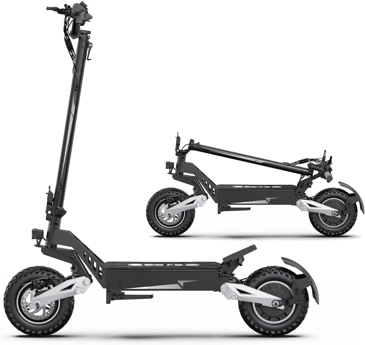 RAYI T10 All-terrain elektrische step voor volwassenen, krachtige accu, 48 V, 13,5 Ah, looptijd 45-50 km, wielen 11 inch, all-terrain elektrische step met sleutelstart