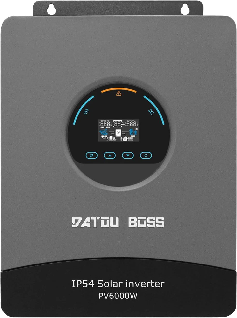 DATOUBOSS Hybride omvormer op zonne-energie, 6200 W, 48 V, zuivere sinusomvormer met 120 A MPPT, Zero Exportfunctie (CT vereist), werkt op batterijen, voor 48 V lithium-batterijen, off-grid(48V-6000W)