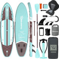 TIGERXBANG Opblaasbaar Stand Up Paddleboard, SUP-board met zitting, 11'x34 x 6 breed paddleboard voor volwassenen en jongeren - alle vaardigheidsniveaus, aquagroen