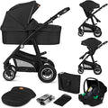 LIONELO Bianka 3 in 1 – Combi Kinderwagen | Complete Set: Reiswieg, Buggy, Autostoel ADAC gecertificeerd | Pompwielen met goede full vering | Snel Inklapbaar | Adapters | Vanaf geboorte tot 4 jaar(Zwart)