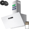 CIARRA CBCB9736F 90cm Schuine Afzuigkap, Recirculatie  Afvoer Wandmontage Schoorsteenkap met Touchbediening, 4 Snelheden, LED-verlichting[Energieklasse A+++](wit)