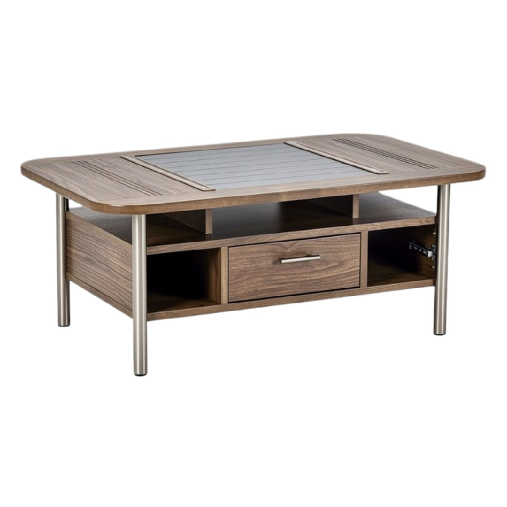 Moderne salontafel met opbergruimte en glazen oppervlak