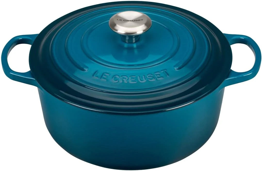 Le Creuset Geëmailleerde gietijzeren handtekening ronde Nederlandse oven, 5,5 qt., Deep Teal(Diep Blauwgroen)