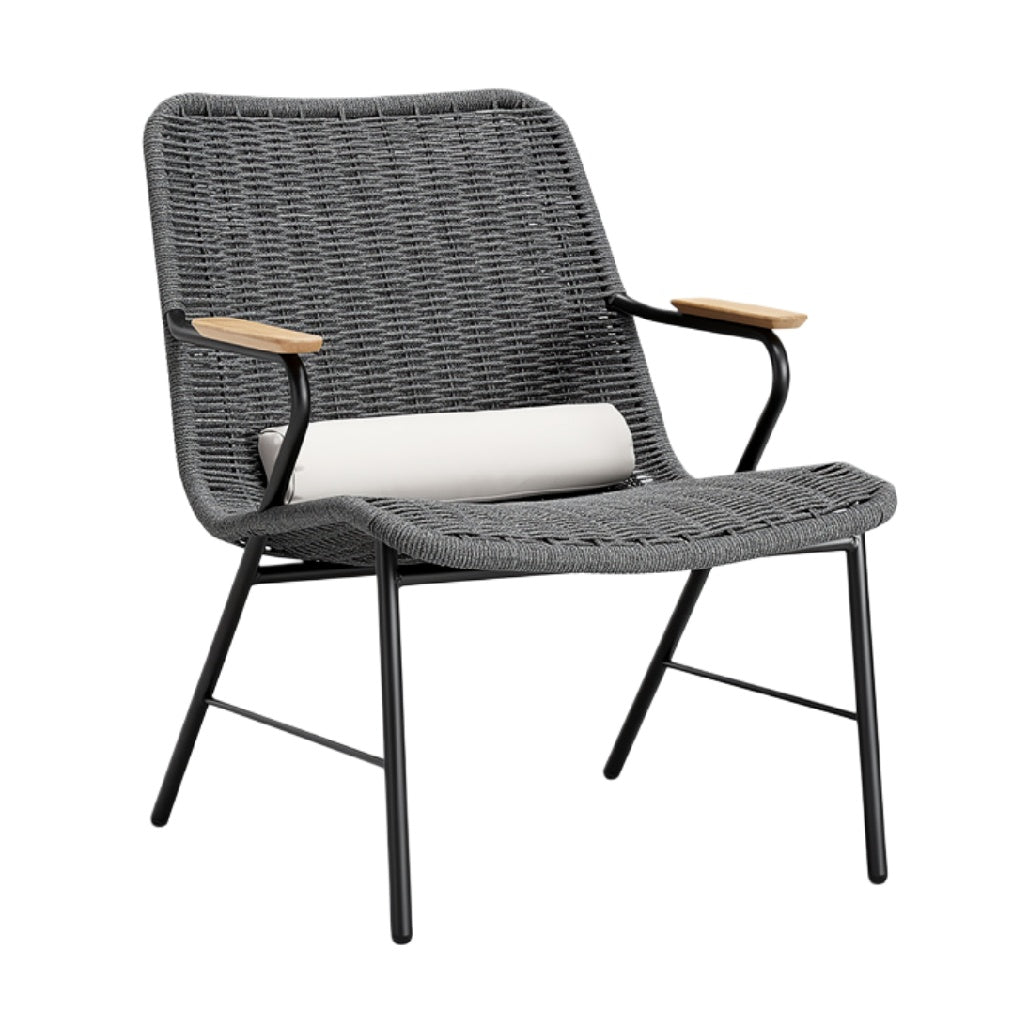**Moderne Tuinstoel van Wicker met Houten Armleuningen**