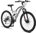 Chillaxx Bike Falcon Premium Mountainbike, 24, 26, 27,5 en 29 inch, fiets voor jongens, meisjes, dames en heren, schijfrem, 21 versnellingen, volledige vering(27,5 Zoll/Grey-Disc-rem)
