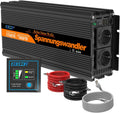 EDECOA Omvormer Zuivere Sinus 2500 W 5000W met Afstandsbediening 2 USB-poorten 2 EU Stopcontacten Spanningstransformator 12 V 230 V Spanningsomvormer 12V naar 230V Power Inverter 2500W(3500w)