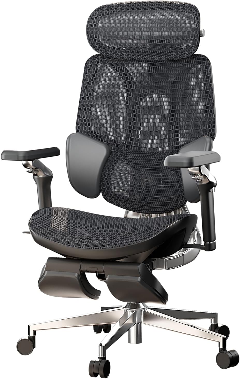 Hbada E3 Ultra Ergonomische Bureaustoel, Grote en Hoge Bureaustoel – met 3-Zones Dynamische Lendensteun, 360° Mechanische Armleuningen, 4D Verstelbare Hoofdsteun, Zwart
