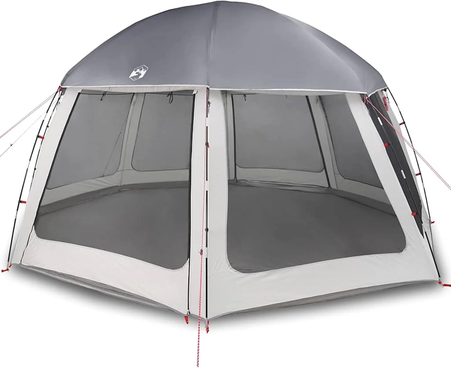 Zwembadtent met afneembare overtent en netwanden, 510 x 510 cm, azuurblauw, 185T polyester PU-gecoat, zon- en regenbescherming voor zwembad, camping, picknick en feest(Grijs/510*510*260cm)