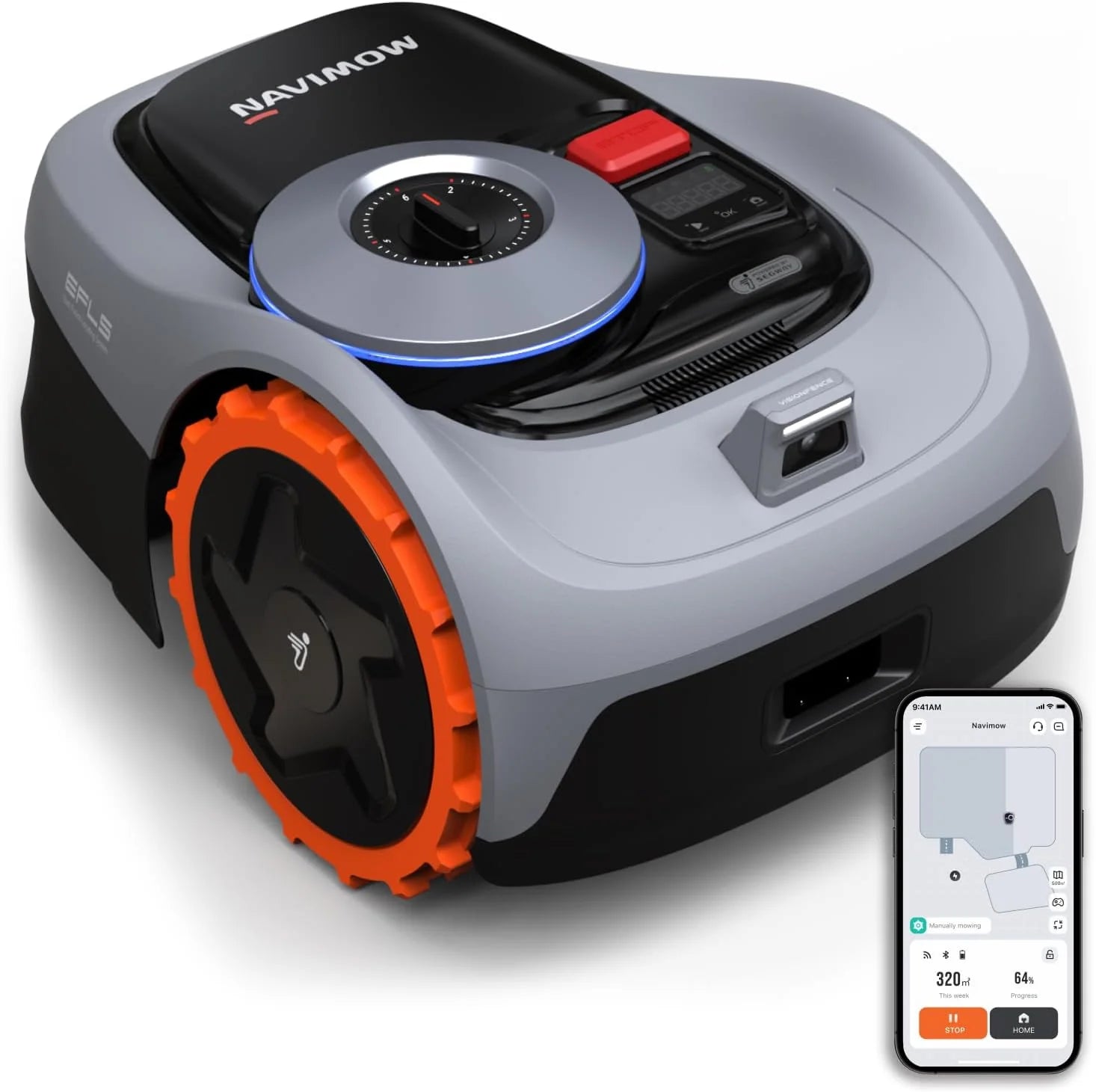 Segway Navimow i105E Robotmaaier zonder grensdraad, aanbevolen oppervlakte 500 m², max. 600 m², winnaar van de Rtk Vision Robotic Test, robotmaaier ter bescherming van egels, Ai Auto-Mapping