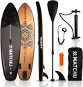 MATCHU - Opblaasbaar Sup Board - Paddle Board - Complete Set - T/M 150 KG Belastbaar - 320x81x15 CM - Anti-Slip - Zacht Voetendeck(Hout / Mandala - Zwart)