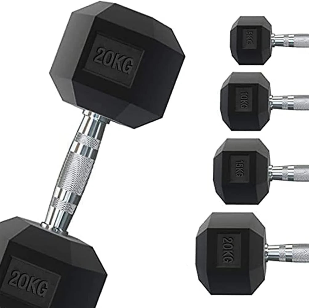 G5 HT SPORT Professioneel met rubber bekleed zeshoekig stuur van 1 tot 50 kg, hoge kwaliteit, gewicht in de sportschool of thuisgym, ergonomische antislip handgreep, afzonderlijk verkocht(2 x 9 Kg/Zwart)