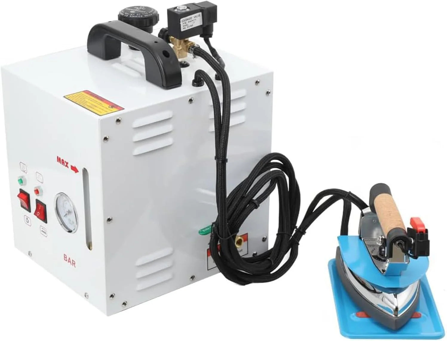 Industriële elektrische stoomstrijkinstallatie met boiler, stoompers, 4L watertank, 900W strijkijzer met aluminium voet, meerdere instelbare standen voor stomerijen, kledingboetieks en gordijnen