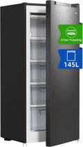CHiQ FSD160D4E, Vrijstaande Vriezers, 145 Liter, Regelbare Thermostaat, 4-sterren Bevries, 5 Vrieslades, Compact  Ontwerp, RVS, Zwart, 12 Jaar Garantie op Compressor(145L 2023 neu)