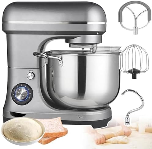 Commerciële keukenmixer van 2000 W, grote inhoud van 10 liter, staande mixer met deeghaak, menghaak en eierklopper voor scholen, bakkerijen, restaurants en pizzeria's.