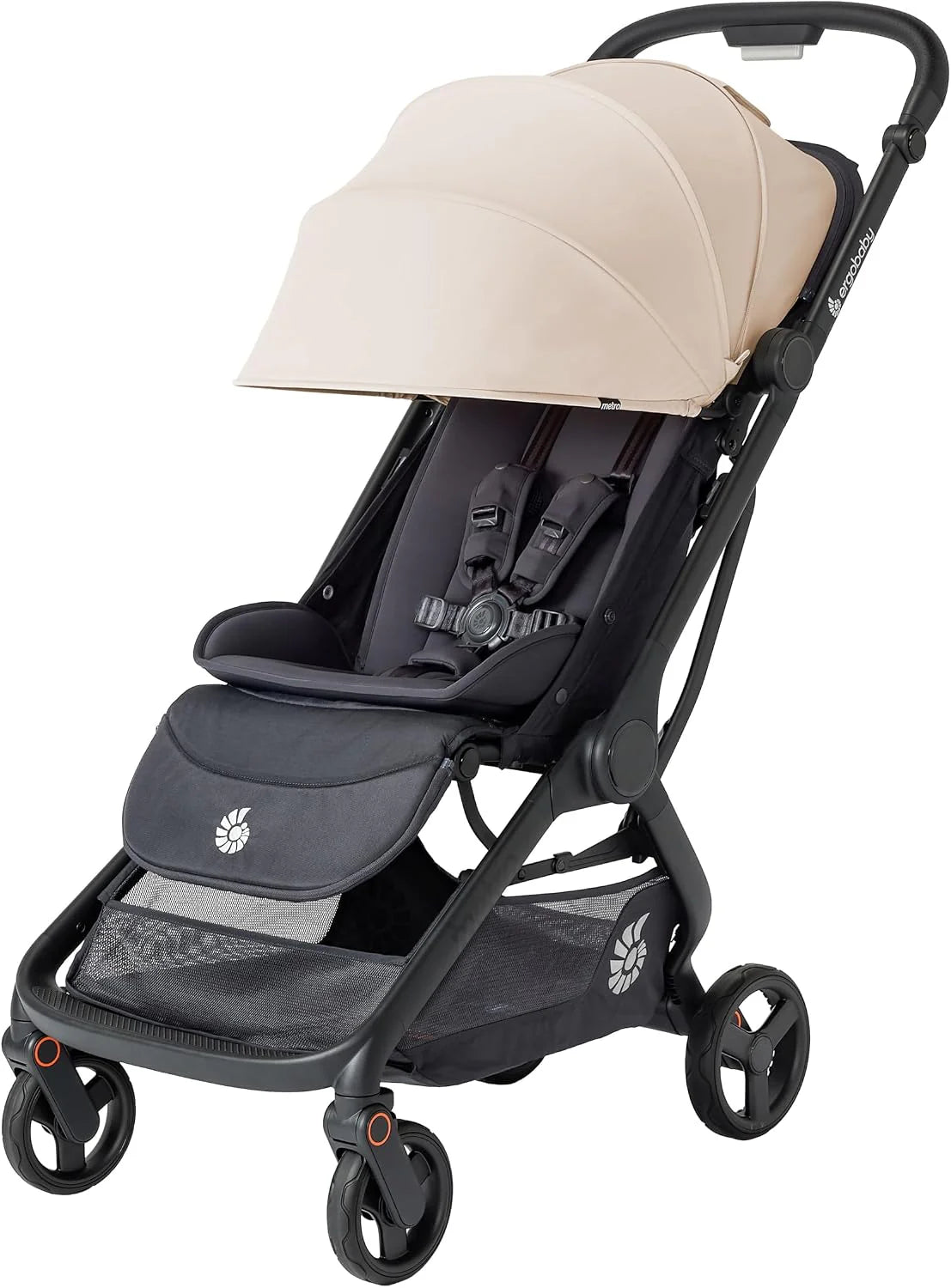 Ergobaby Metro3 buggy met ligfunctie, buggy vanaf de geboorte tot 22 kg (0-4 jaar), opvouwbaar en geschikt voor autostoeltjes, in hoogte verstelbare handgreep, ergonomische zitting, Onyx Black(Natural Beige/Metro3)