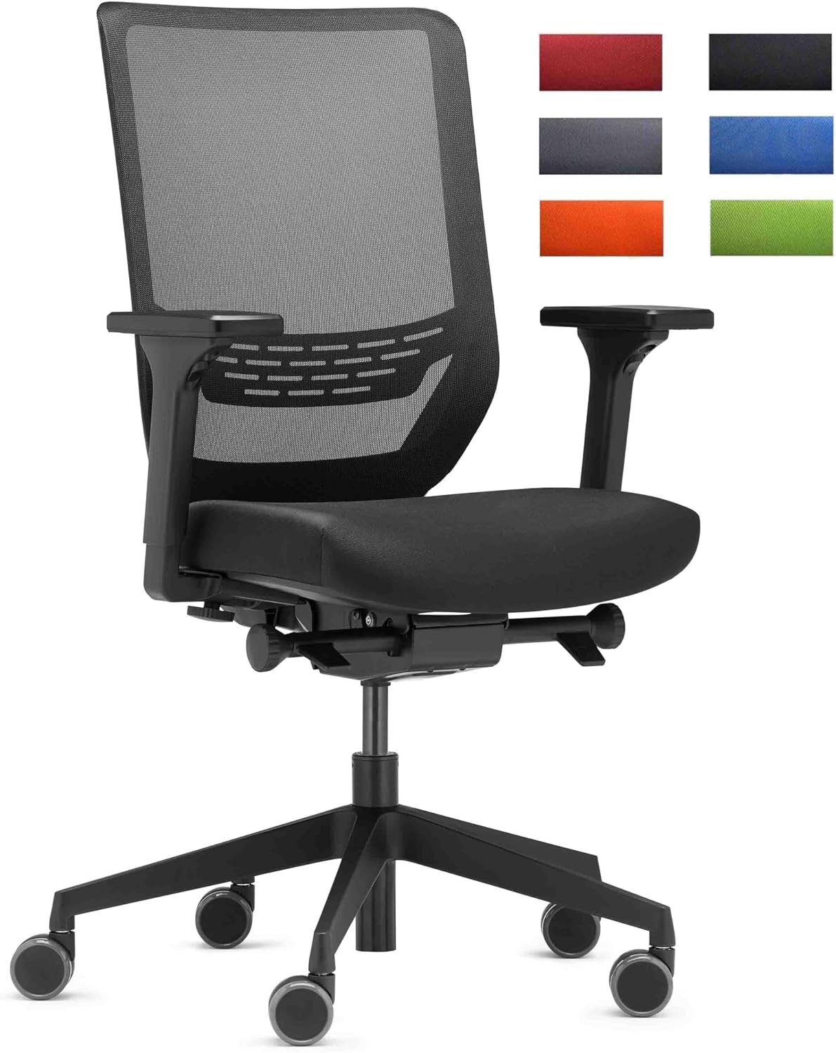 TREND OFFICE to-sync pro, ergonomische bureaustoel, met armleuningen, modern design, thuiskantoor, milieugecertificeerd, by Dauphin (zwart, mesh-rugleuning)