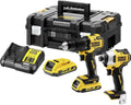 Dewalt DCK2062D2T 18 V/2 Ah accucombinatiepakket (bestaande uit: Accu-klopboormachine (borstelloos) DCD709 en draadloze slagmoersleutel (borstelloos) DCF 809, inclusief 2 batterijen, snellader, TSTAK