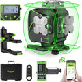 Huepar 16 lijnen zelfnivellerende laserwaterpas 4x360° kruislijnlaser met ontvanger - LCD-scherm, 4D Bluetooth groene straal tegelvloerlaser S04-5RG