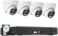 LongPlus Beveiligingscamerasysteem, 4K-camera's, 8-kanaals bedrade camera's voor thuisbeveiligingscamera, buiten, 2 TB 4 stuks, bekabelde PoE-camerasysteem met AI-detectie, audio en stroboscooplicht(Wit 4Pcs Dome Cam 8CH POE Beveiligingssysteem)