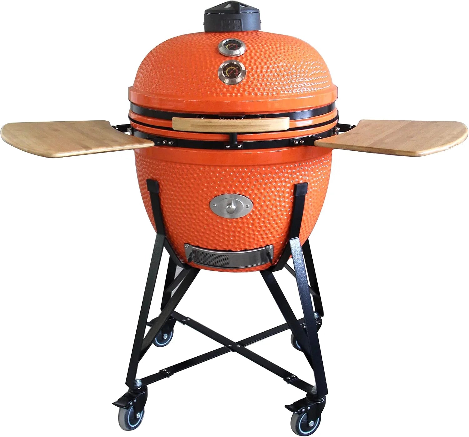 YNNI KAMADO TQ0C21OR Grote 21" Grill, Oranje met Chipfeeder, BBQ, Keramiek, Ei, Roker, TQ0C21OR