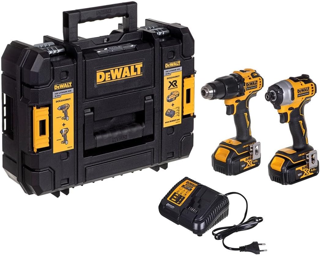 DEWALT Accu Schroefklopboormachine en Slagschroevendraaier KIT 18V XR Brushless (Inclusief 2x 4,0Ah accu's) DCK2062M2T