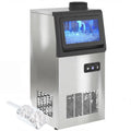 HOMCOM Commerciële ijsblokjesmachine, 36 kg/24 uur, zelfreinigende ijsmachine met 7,5 kg geheugen, timer, ijsmaker, machine van roestvrij staal, met ijsschep voor bar, kantoor, restaurant, café(45kg/24H)